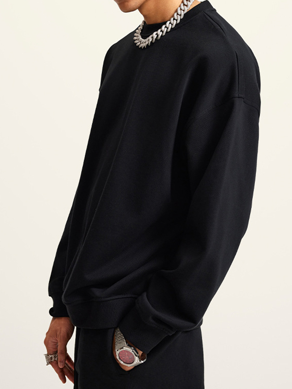 Men's Solid Color Crew Neck Sweatshirt-1