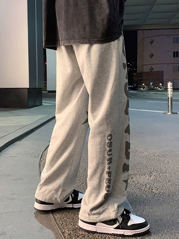 Men's Letter Star Graphic Loose Sweatpants-4